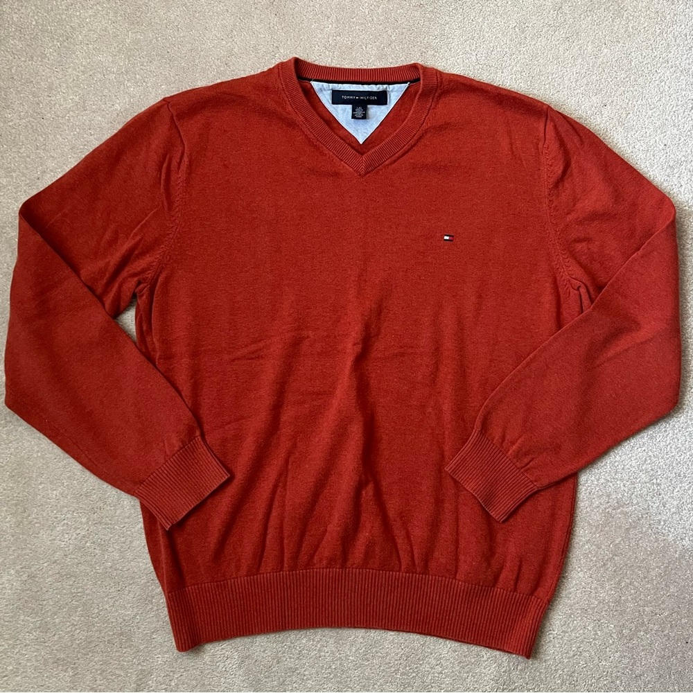 Tommy Hilfiger Burnt Orange V Neck Sweater